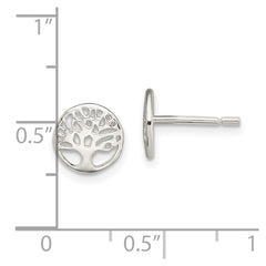 QE13558 Sterling Silver Rhodium-plated Tree Post Earrings