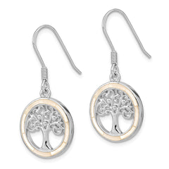 QE13560 Sterling Silver Rhodium-plated White MOP Tree of Life Earrings