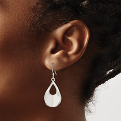 QE13580 Sterling Silver Polished & Laser-cut Teardrop Dangle Earrings