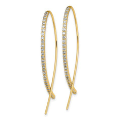 QE13590 Sterling Silver Gold-tone CZ Threader Earrings