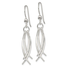 QE13595 Sterling Silver Polished & Curved Design Dangle Earrings