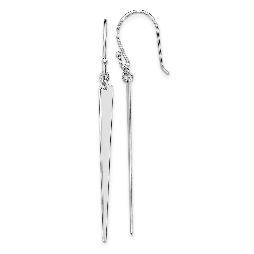 QE13608 Sterling Silver Rhodium-plated Polished Spike Dangle Earrings