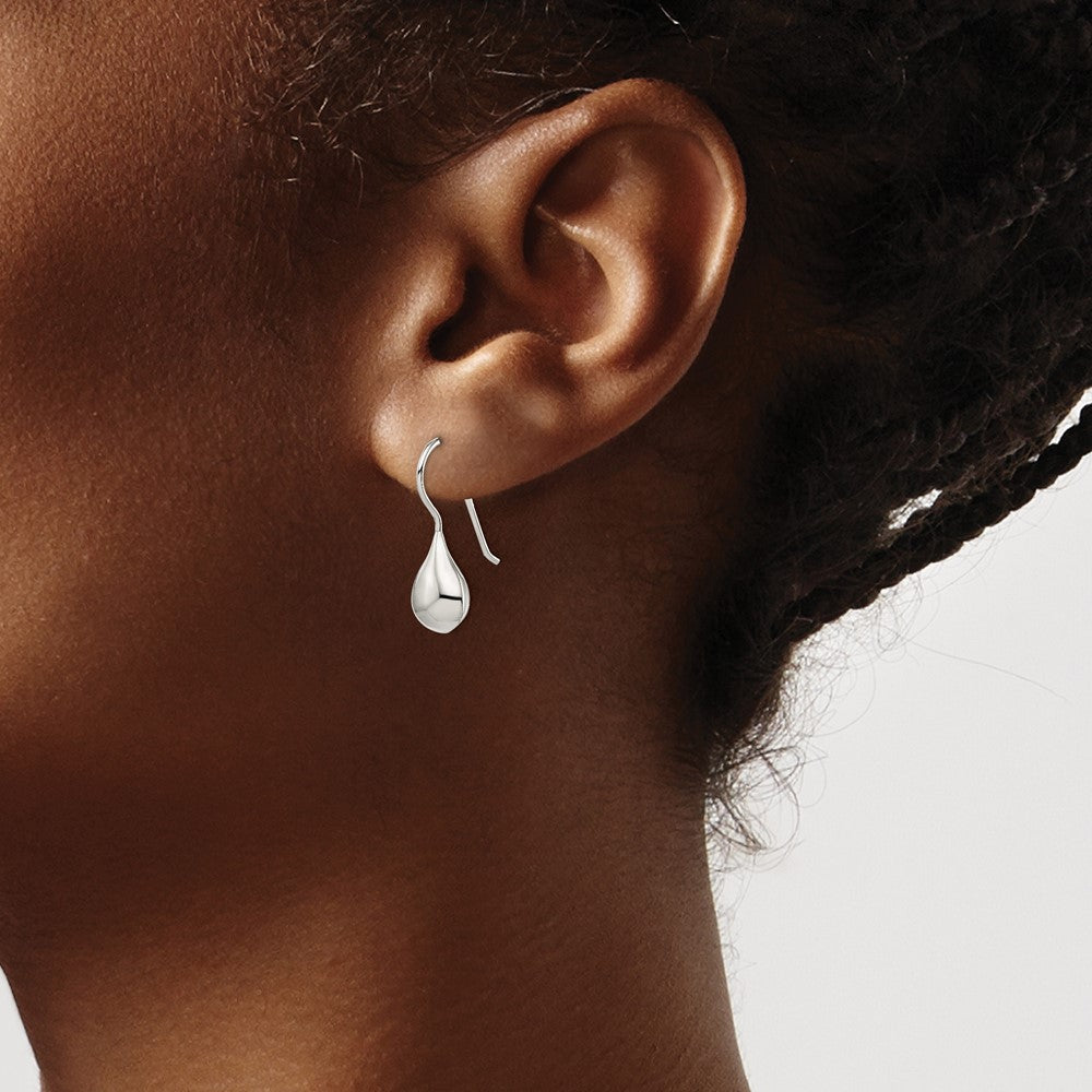 QE13621 Sterling Silver Rhodium-plated Polished Teardrop Earrings
