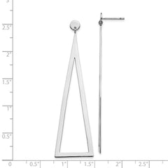QE13623 Sterling Silver Rhodium-plated Polished Triangle Post Dangle Earrings