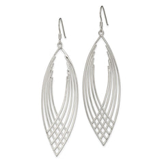 QE13634 Sterling Silver Polished Fancy Dangle Shepherd Hook Earrings