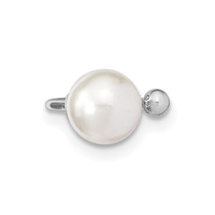 QE13675 Sterling Silver Rhodium-plated Polished Mother of Pearl Single Cuff Earring