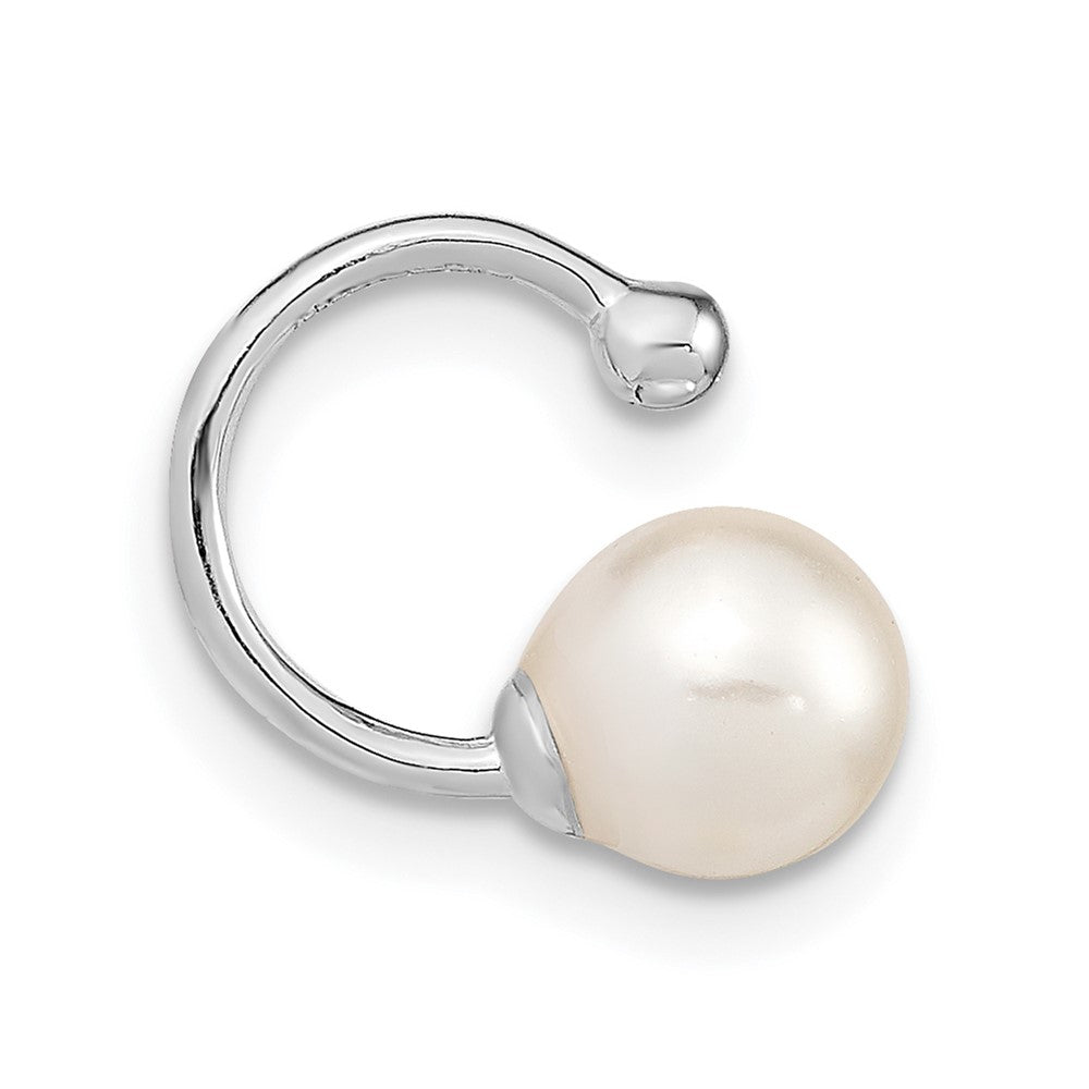 QE13675 Sterling Silver Rhodium-plated Polished Mother of Pearl Single Cuff Earring
