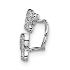 QE13683 Sterling Silver Rhodium-plated CZ Double Butterfly Right Cuff Earring