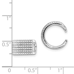 QE13684 Sterling Silver Rhodium-plated Polished Pave CZ Single Cuff Earring