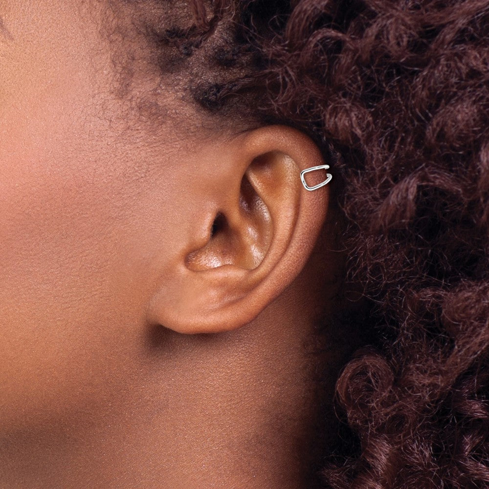 QE13687 Sterling Silver Rhodium-plated Polished Adjustable Pair of Cuff Earrings