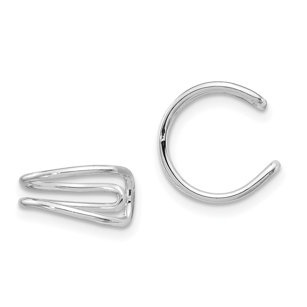 QE13687 Sterling Silver Rhodium-plated Polished Adjustable Pair of Cuff Earrings