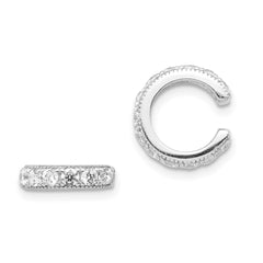 QE13688 Sterling Silver Rhodium-plated Polished CZ Pair of Cuff Earrings