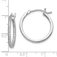 QE13745 Sterling Silver Rhodium-plated Micro Pav������ CZ In/Out Hoops