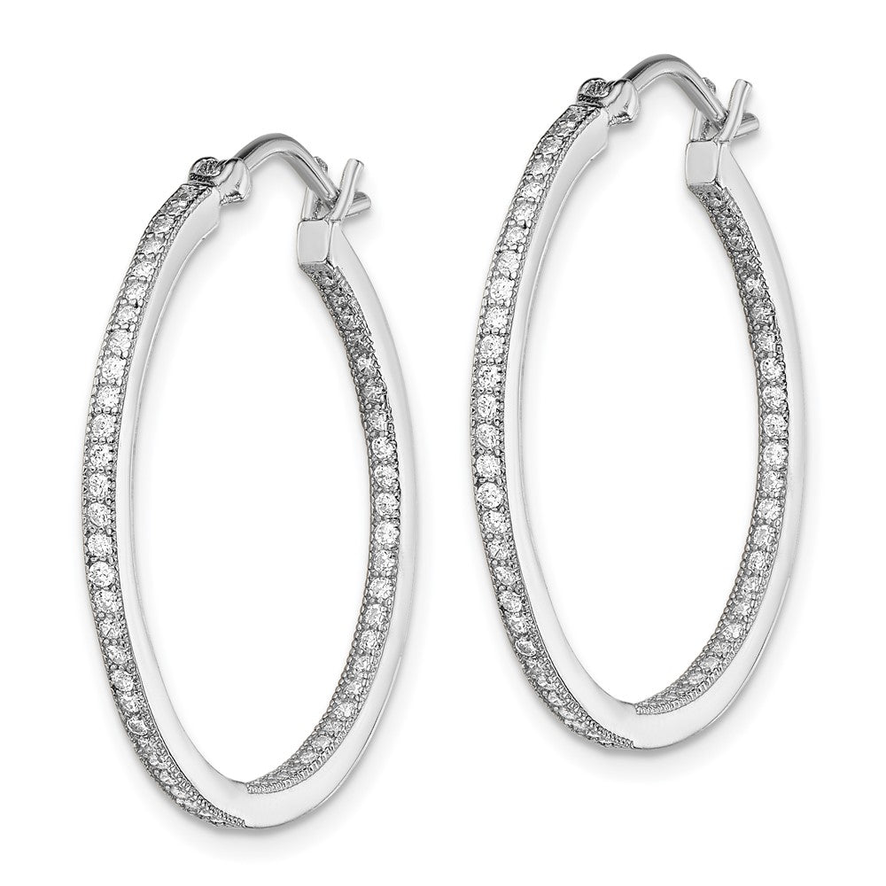 QE13746 Sterling Silver Rhodium-plated CZ In/Out Hoops