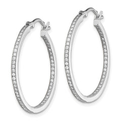 QE13746 Sterling Silver Rhodium-plated CZ In/Out Hoops