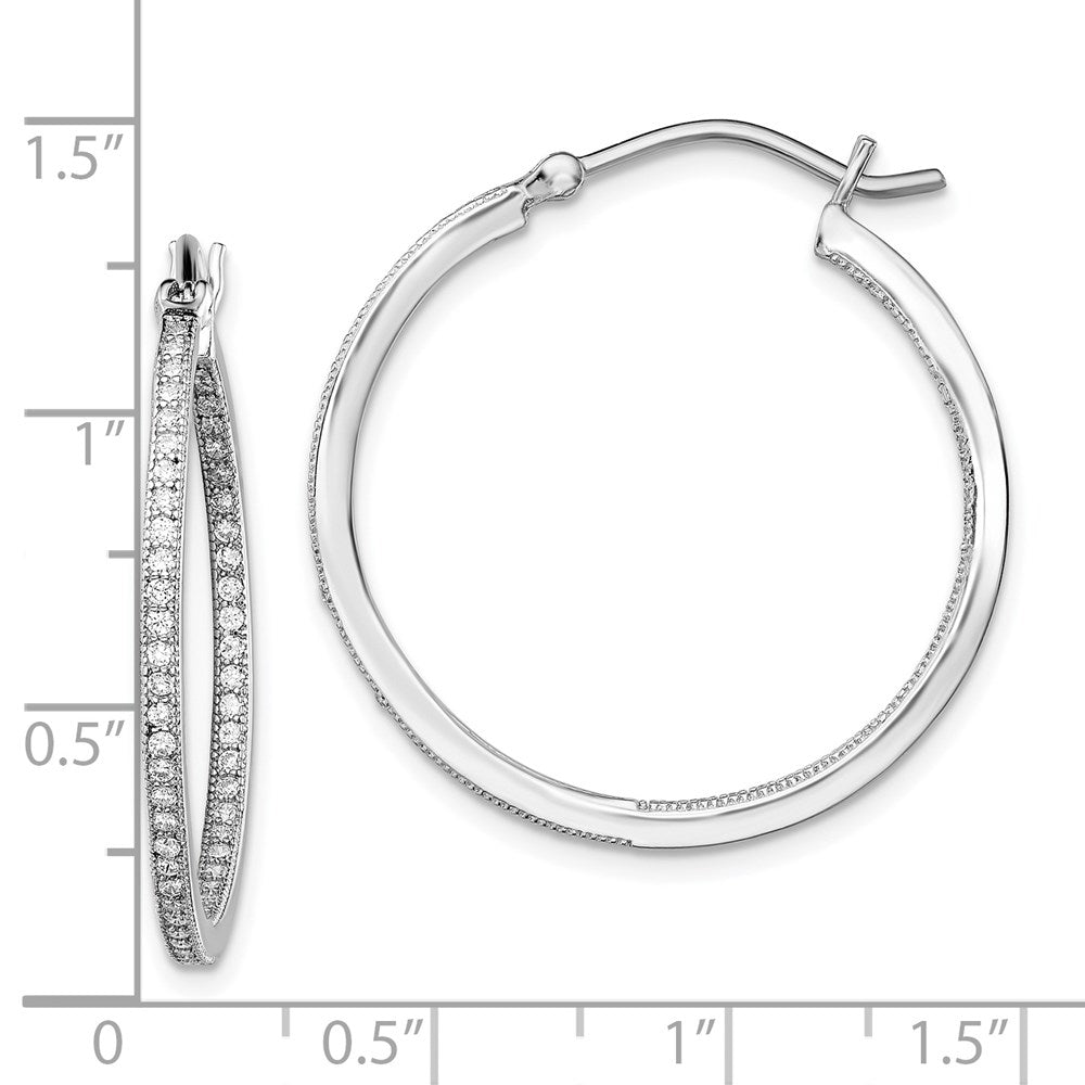 QE13746 Sterling Silver Rhodium-plated CZ In/Out Hoops