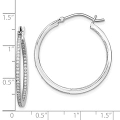 QE13746 Sterling Silver Rhodium-plated CZ In/Out Hoops