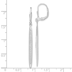 QE13791 Sterling Silver Rhodium-plated Polished CZ Bar Leverback Dangle Earrings