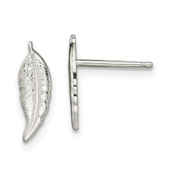 QE13807 Sterling Silver Polished Feather Post Earrings
