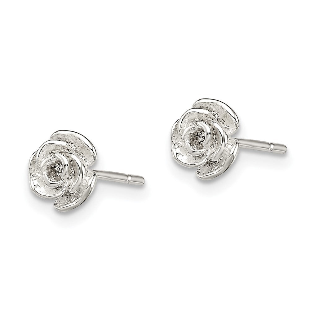 QE13809 Sterling Silver Polished Rose Post Earrings
