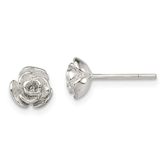 QE13809 Sterling Silver Polished Rose Post Earrings