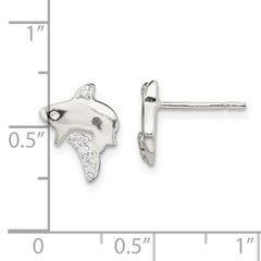 QE13826 Sterling Silver Polished CZ Shark Post Earrings