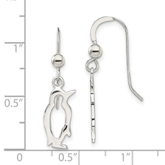 QE13837 Sterling Silver Penguin Shepherd Hook Earrings
