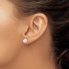 QE13969 Sterling Silver Polished Synthetic Pearl Post Earrings