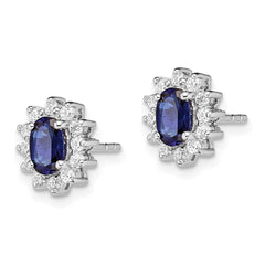 QE13978 Sterling Silver Rhodium-plated CZ/Lab Cr. Blue Sapphire Earrings