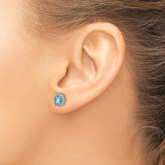 QE13996 Sterling Silver Rhodium plated Blue Topaz and Cr. Wht Sapphire Earrings