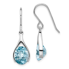 QE14047BT Sterling Silver Rhodium-plated Blue Topaz Shepherds Hook Earrings