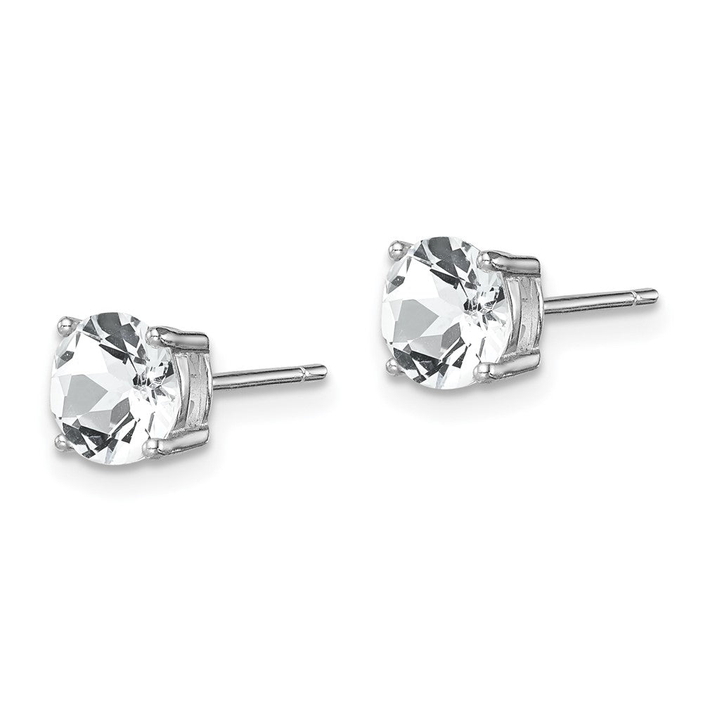 QE14067APR Sterling Silver Rhod-pltd Clear Crystal Birthstone Earrings
