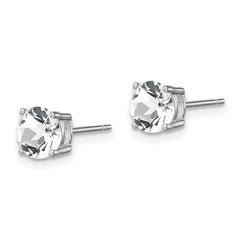 QE14067APR Sterling Silver Rhod-pltd Clear Crystal Birthstone Earrings