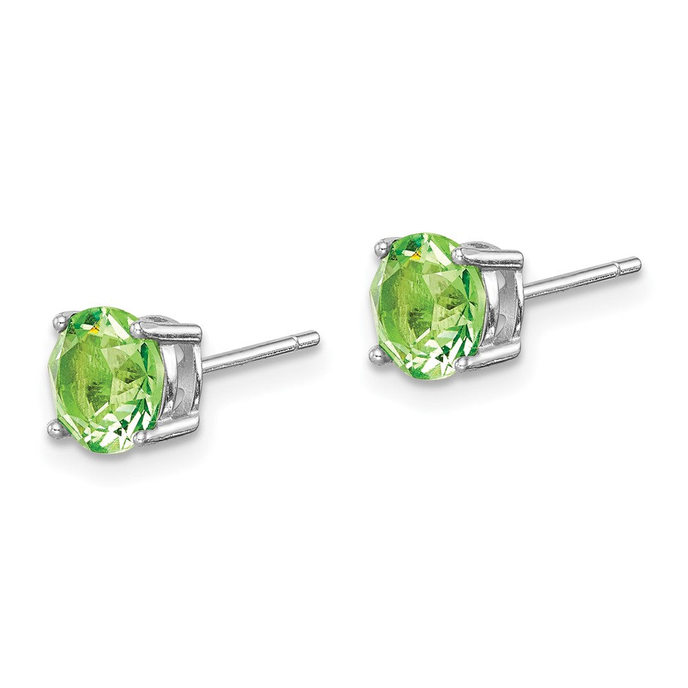 QE14067AUG Sterling Silver Rhod-pltd Light Green Crystal Birthstone Earrings