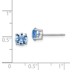 QE14067DEC Sterling Silver Rhod-pltd Light Blue Crystal Birthstone Earrings
