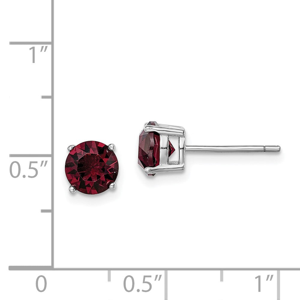 QE14067JAN Sterling Silver Rhod-pltd Burgundy Crystal Birthstone Earrings