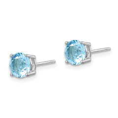 QE14067MAR Sterling Silver Rhod-pltd Aqua Blue Crystal Birthstone Earrings