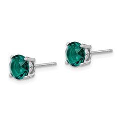 QE14067MAY Sterling Silver Rhod-pltd Green Crystal Birthstone Earrings