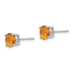 QE14067NOV Sterling Silver Rhod-pltd Yellow Crystal Birthstone Earrings