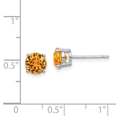 QE14067NOV Sterling Silver Rhod-pltd Yellow Crystal Birthstone Earrings