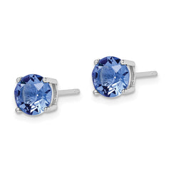 QE14067SEP Sterling Silver Rhod-pltd Blue Crystal Birthstone Earrings
