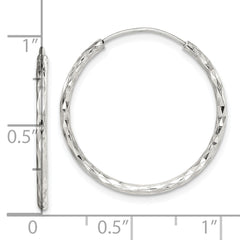QE14099 Sterling Silver Diamond Cut 1.5x24mm Endless Hoop Earrings