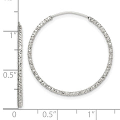 QE14100 Sterling Silver Diamond Cut 1.5x28mm Endless Hoop Earrings