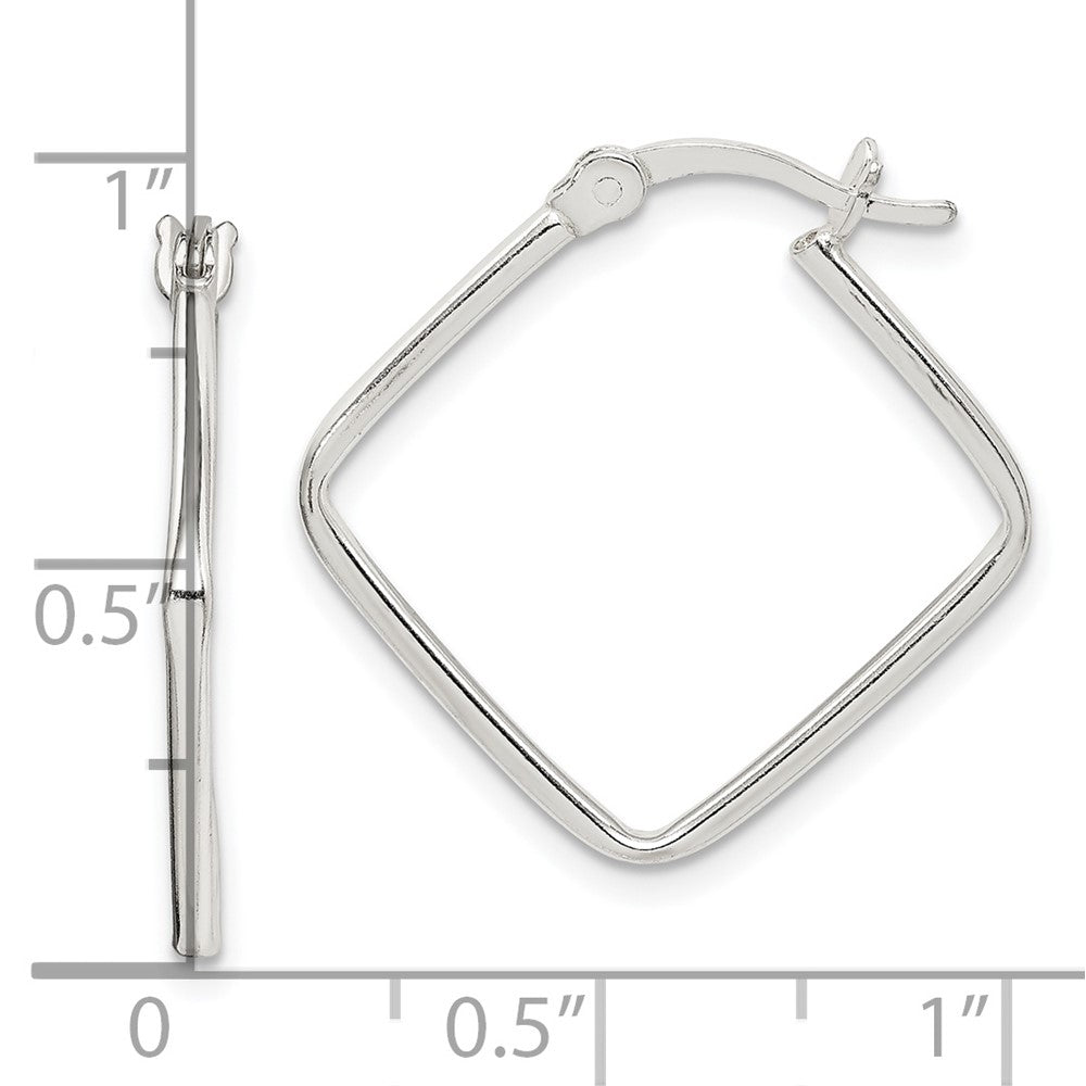 QE14105 Sterling Silver Polished Square Hoop Earrings