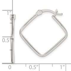 QE14105 Sterling Silver Polished Square Hoop Earrings