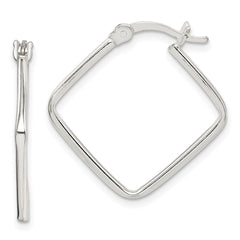 QE14105 Sterling Silver Polished Square Hoop Earrings