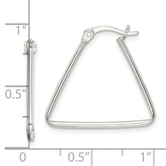 QE14108 Sterling Silver Polished Triangle Hoop Earrings