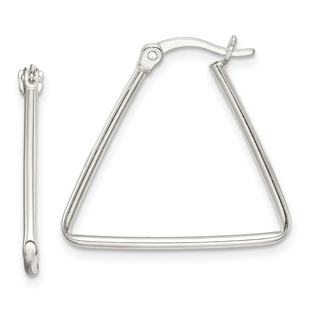 QE14108 Sterling Silver Polished Triangle Hoop Earrings
