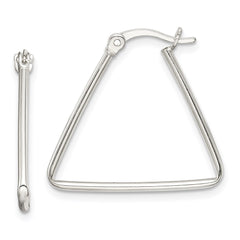 QE14108 Sterling Silver Polished Triangle Hoop Earrings