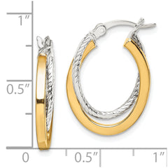 QE14123 Sterling Silver and Gold Tone Double Hoop Earrings